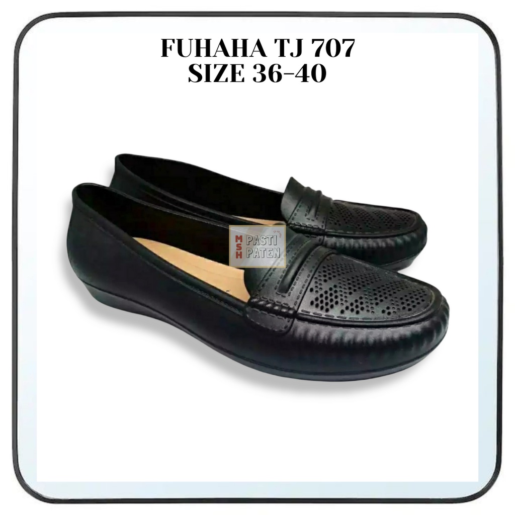 Flatshoes hitam wanita ukuran 36-40 original fuhaha tj707 Sepatu kerja