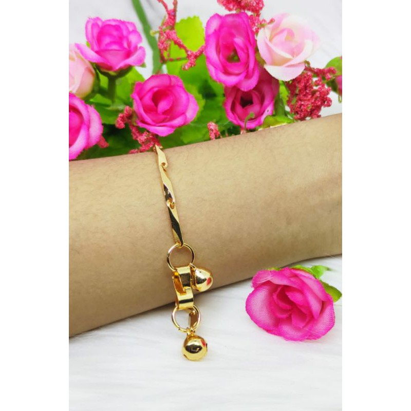 Fourfashion Gelang Biji Padi Kecil Lapis Emas 24k Tebal