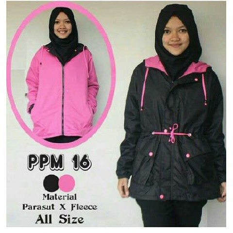 SAE JAKET WANITA BOLAK BALIK HITAM PINK   VANS BB PARKA Berkualitas