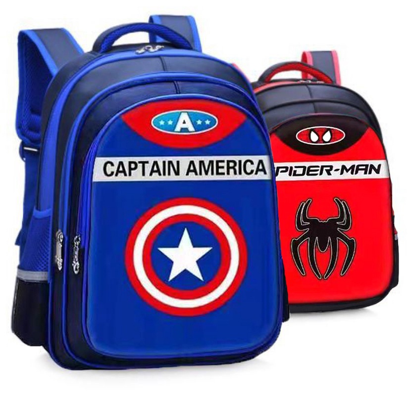 Tas Sekolah SD Ransel Anak Laki-Laki 3D Emboss Tas Anak Import Karakter Superhero Timbul Backpack School for Boys Karakter Marvel 3D