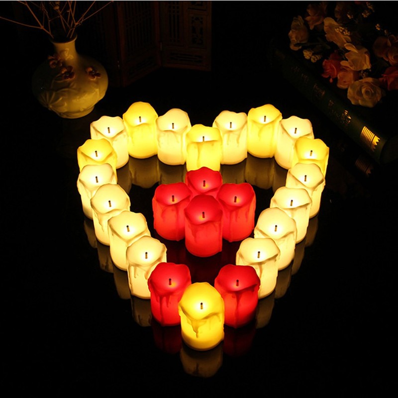 [Ready Stock ]  Creative Home Ivory Color Electronic Candle Light / Flameless Tears LED Battery Powered Tea Light Candle Light / Wedding Christmas Party Decor Lamp Ambient Light