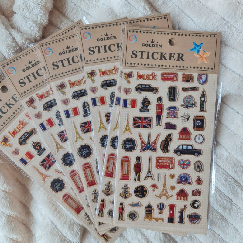 

Vintage Sticker London UK Paris Traveler Notebook Gold Foil Sticker Deco Stickers Bujo Journaling Journal Stiker Diary Planner