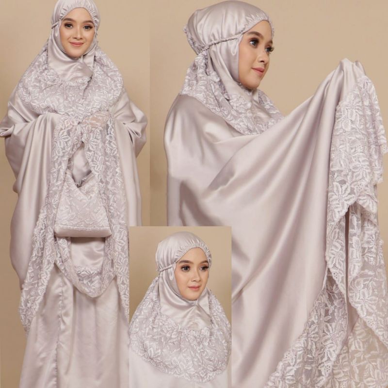 [READY STOCK] Mukena Satin Ql Renda Bahu Silky Jumbo