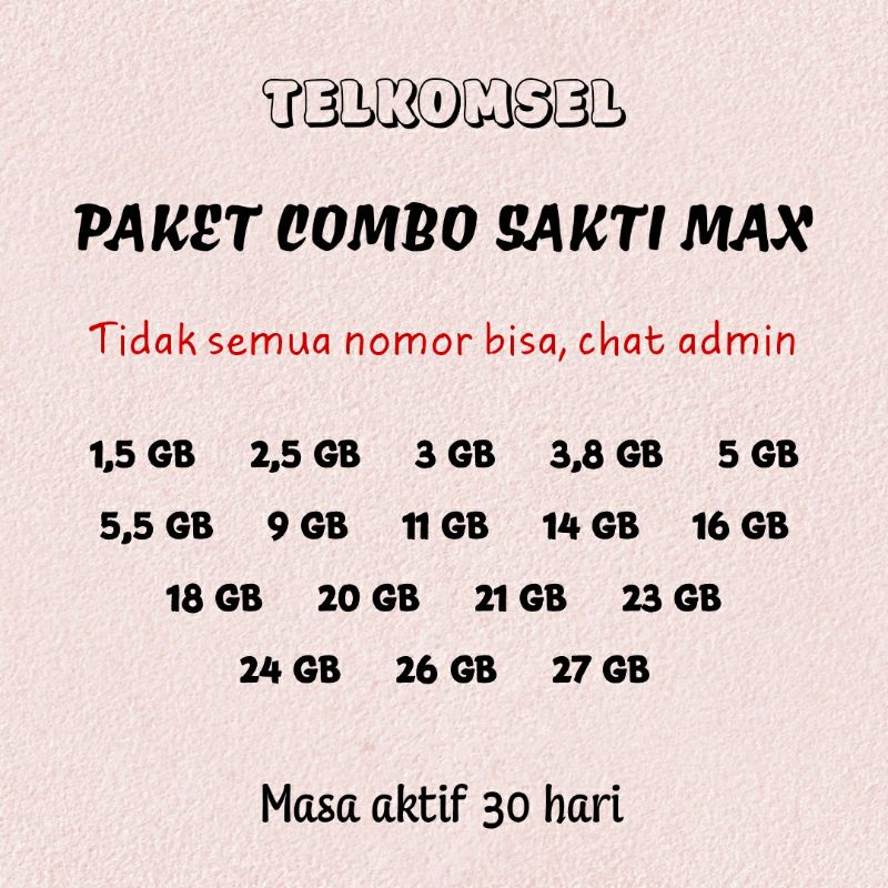 Jual PAKET DATA INTERNET TELKOMSEL SIMPATI AS LOOP COMBO SAKTI MAX 4 GB