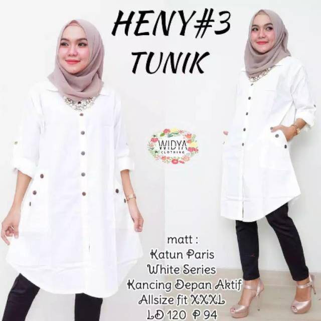 Heny tunik jumbo fit xxxl warna putih tulang