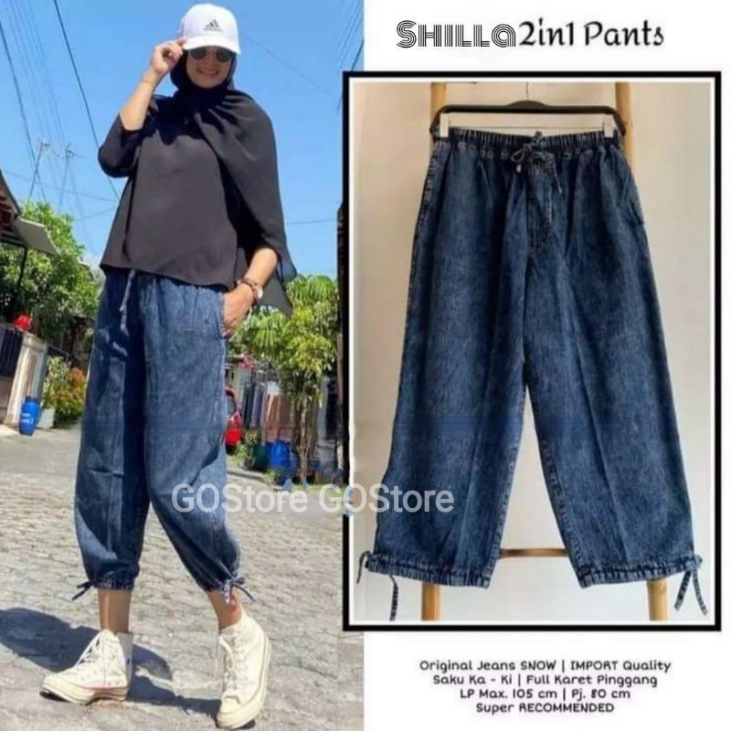 CELANA JEANS WANITA JUMBO SERUT BAWAH