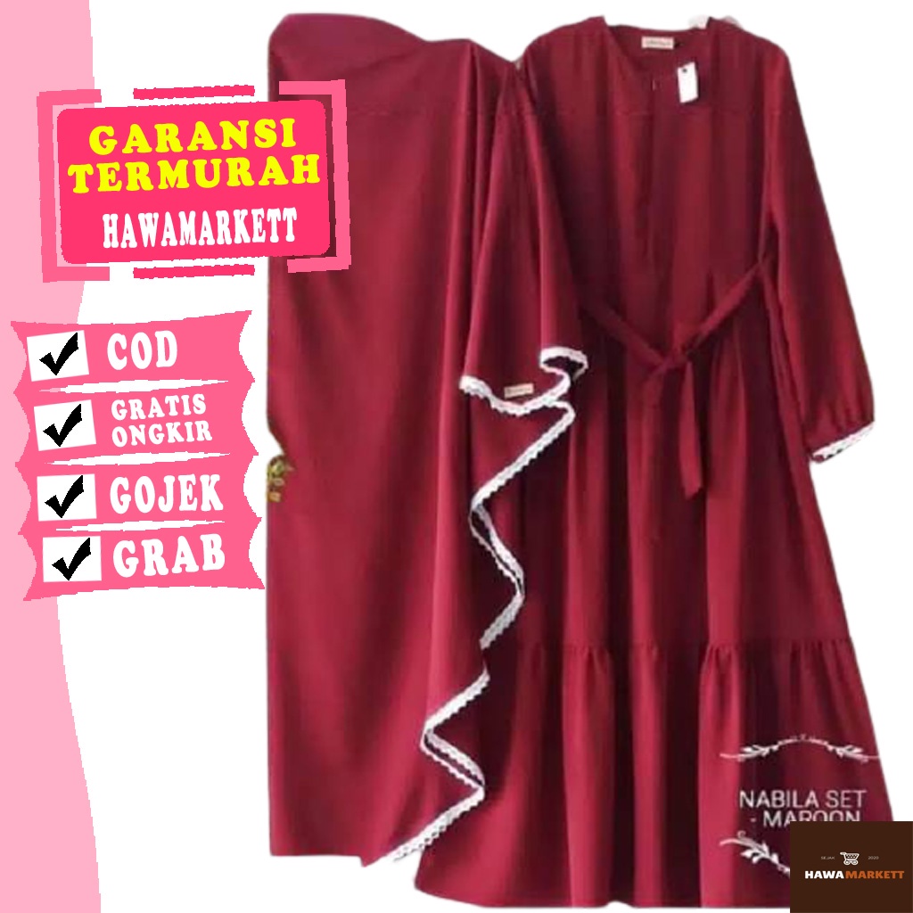 HAWAMARKETT SET BILA GAMIS DAN HIJAB DRESS FASHION WANITA FASHION MUSLIM MAKASSAR QF
