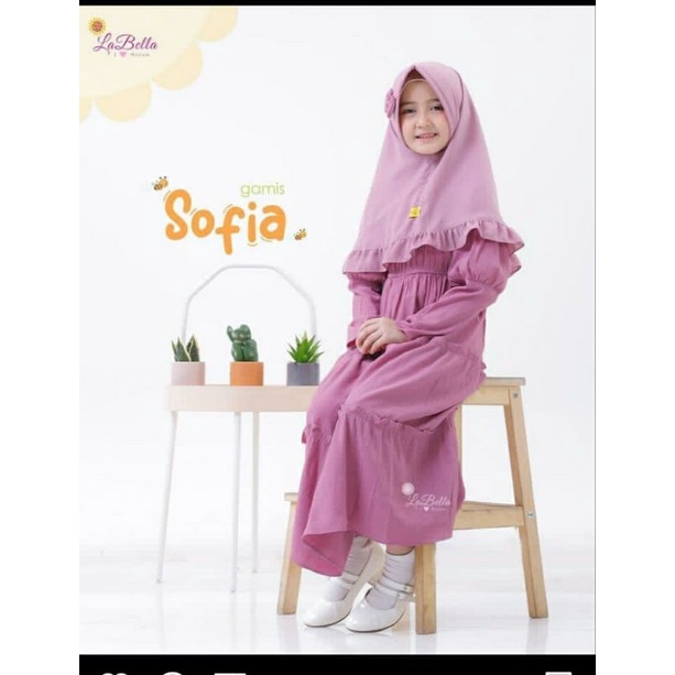 gamis anak sofia bahan shakila premium 8-12 tahun