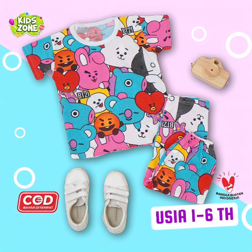Baju Tidur Anak Anak Perempuan Laki Laki Cewek Cowok Karakter Bts Bt21 Setelan Stelan Lucu Umur 1 2 