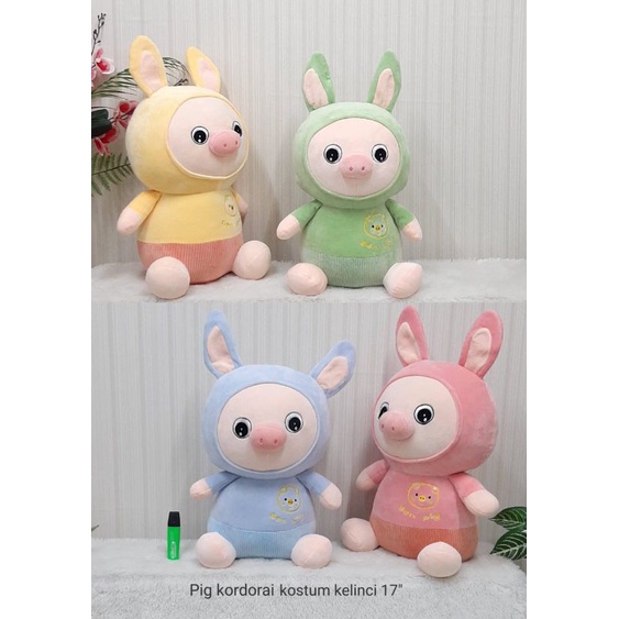 Boneka Pig Kostum Kelinci/Boneka Pig Kordorai Size 52cm/Boneka Animal/Boneka Lucu