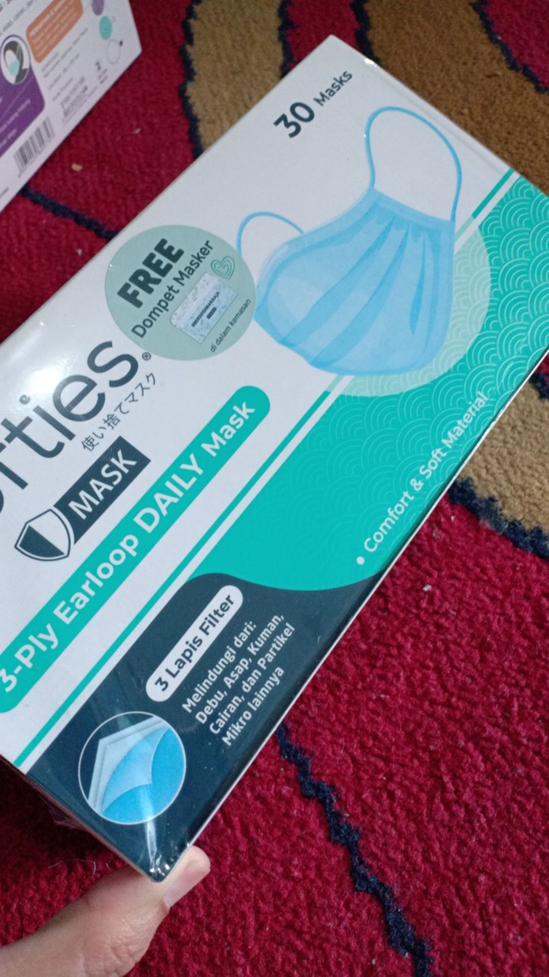 Masker Softies Daily Surgical Medis 30 Mask Wajah Polos Motif Earloop Anak Batik Parang Japanese