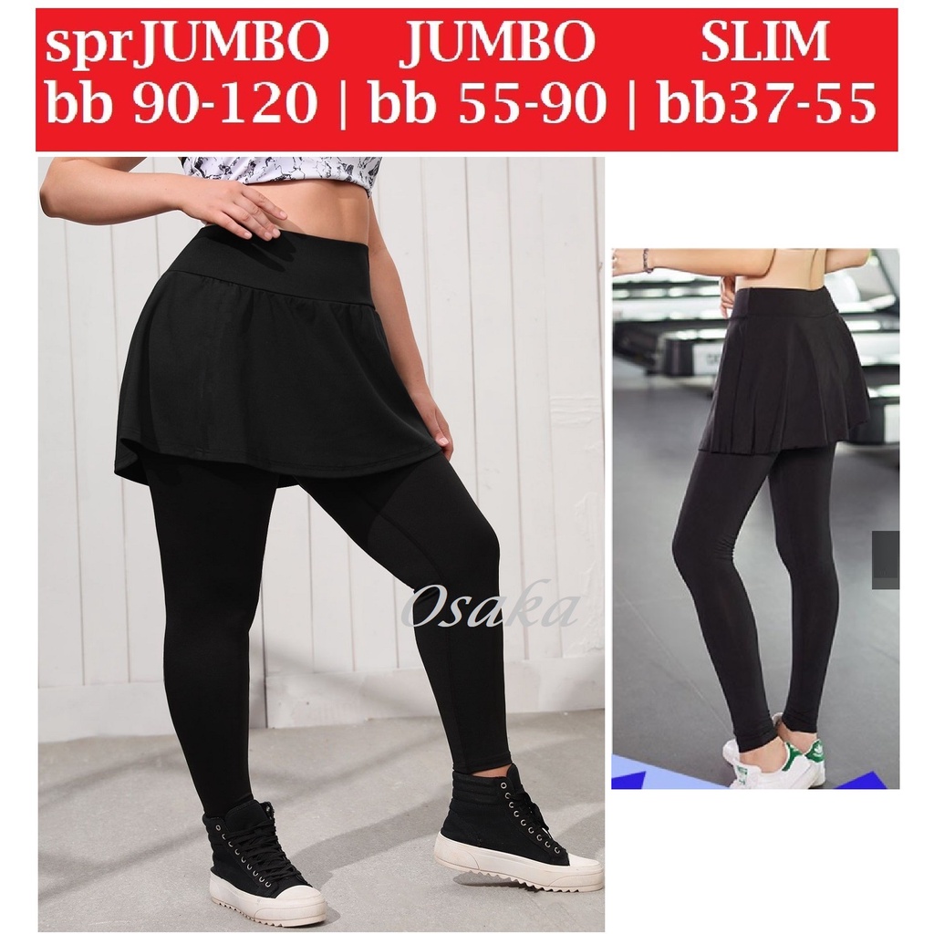 Celana legging Rok Lari Senam Bersepeda Renang Zumba Sport Olah Raga Wanita Bahan Spandex Halus Lejing Leging Olahraga Wanita Ukuran All size dan JUMBO BIG SIZE