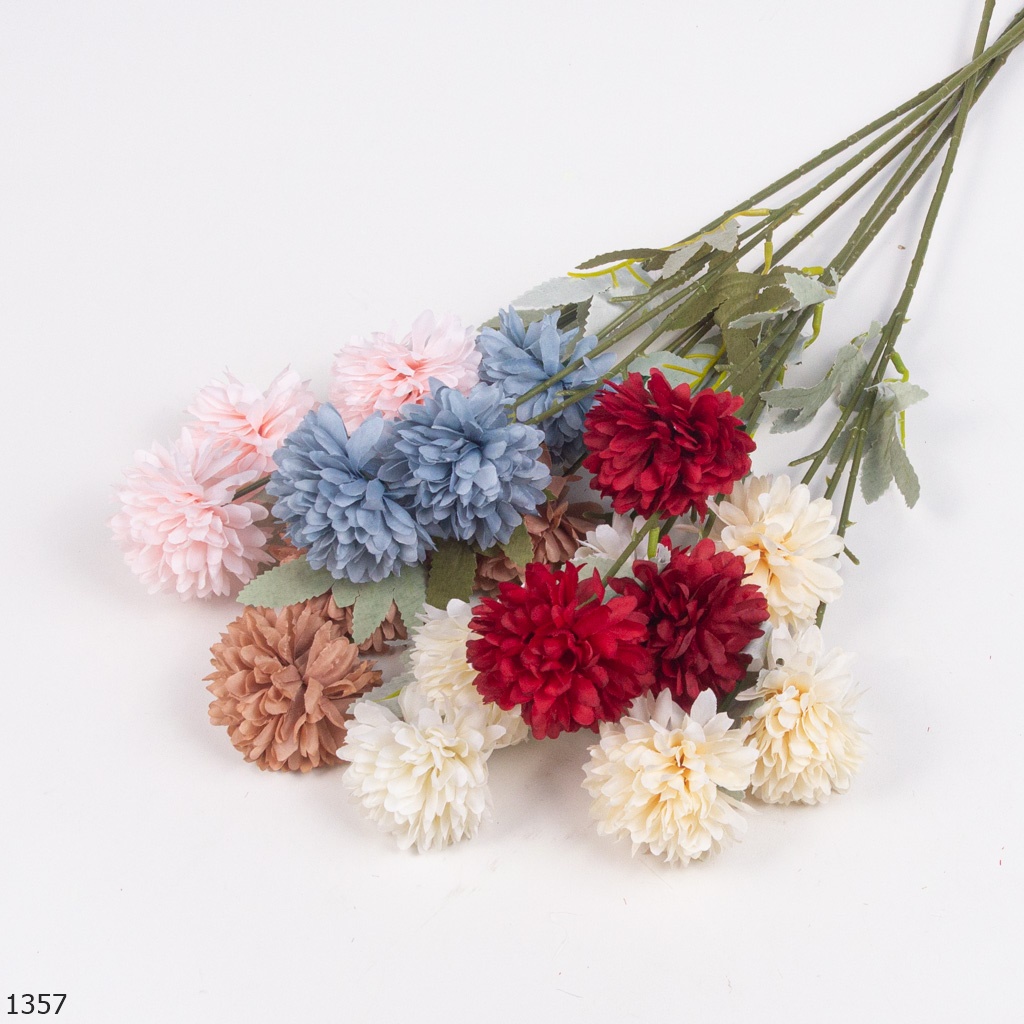 Bunga Plastik Krisan Seruni Chrysanthemum Pompom 1357
