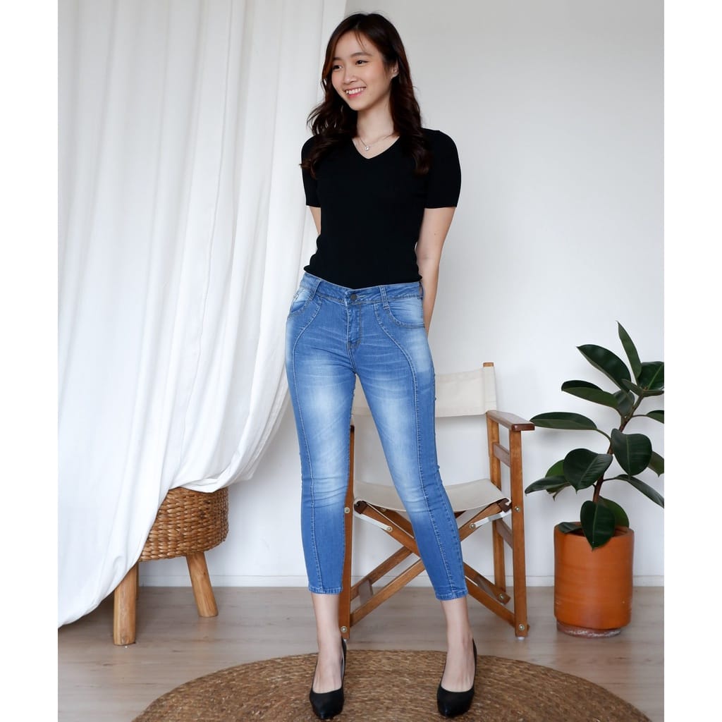 SERENA - CELANA JEANS 7/9 TULANG - CELANA FASHION DENIM PREMIUM