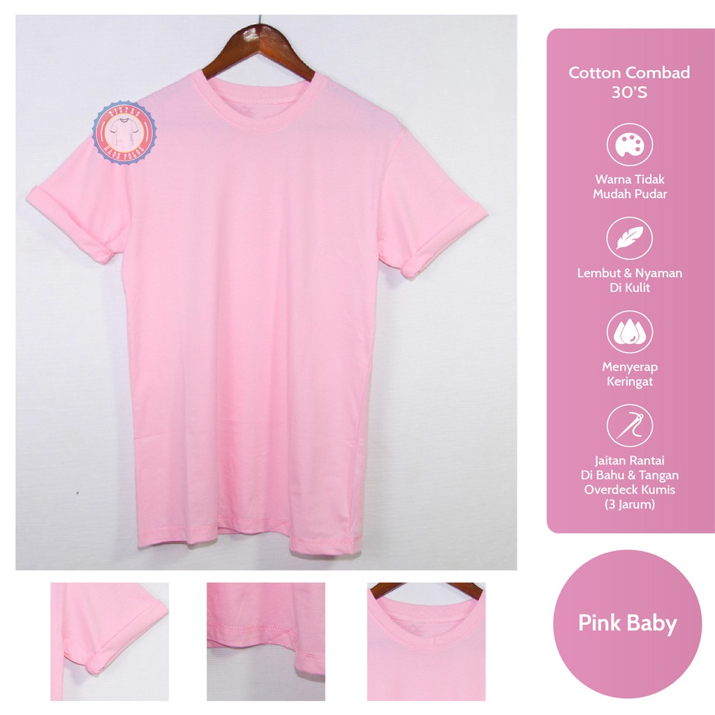 KAOS POLOS DISTRO PINK BABY LENGAN PANJANG COTTON COMBED 30S BAJU