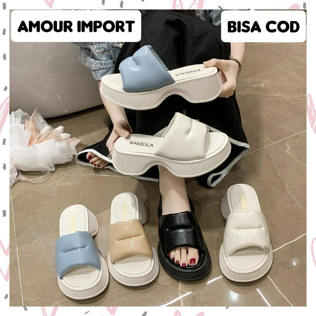 ( AMOUR ) Sandal Wedges Wanita Simple Hang Out Santai Premium Import Fashion Korea 5999