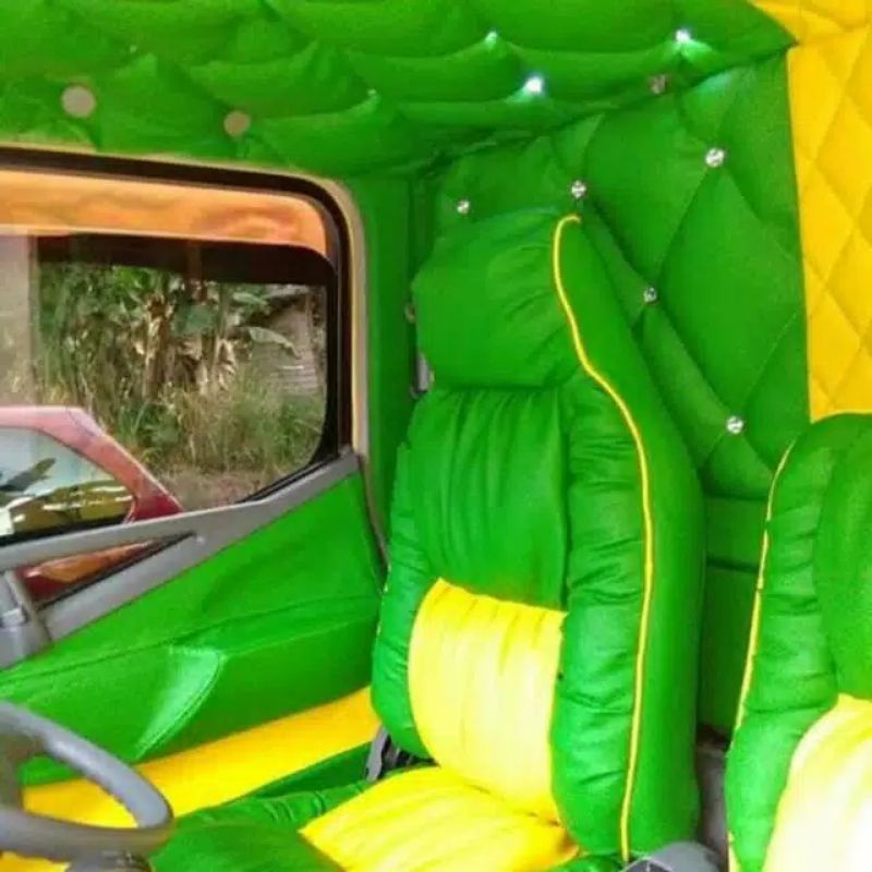 Sarung jok / Cover jok sofa untuk mobil truck ( Canter, Ragasa ) model full sofa