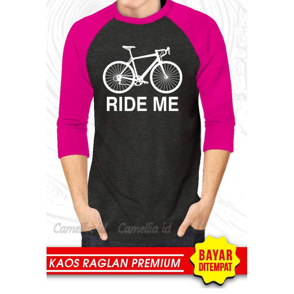 Kaos Raglan (RIDE ME)/Kaos Pria Lengan Panjang/ Kaos Pria/ Kaos Cowok/ Kaos Oblong/Misty