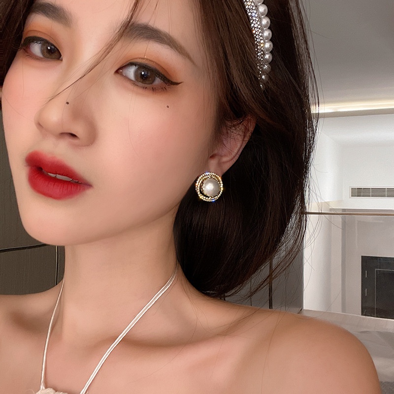 Anting Tusuk Sterling Silver 925 Desain Geometri Hias Mutiara Imitasi Ala Korea Untuk Wanita