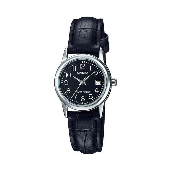 Casio General LTP V002L / LTP-V002L-7B2 1B Jam Tangan Kulit Wanita Analog Silver