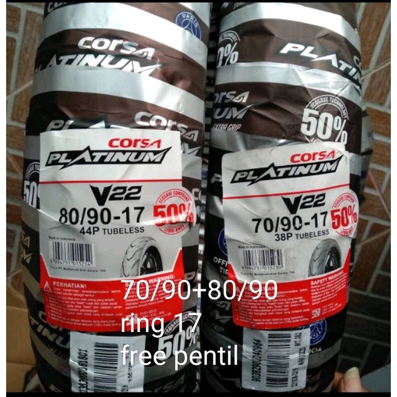 paket Corsa platinum v22 70/90+80/90 ring 17 free pentil bebek Honda yamaha suzuki