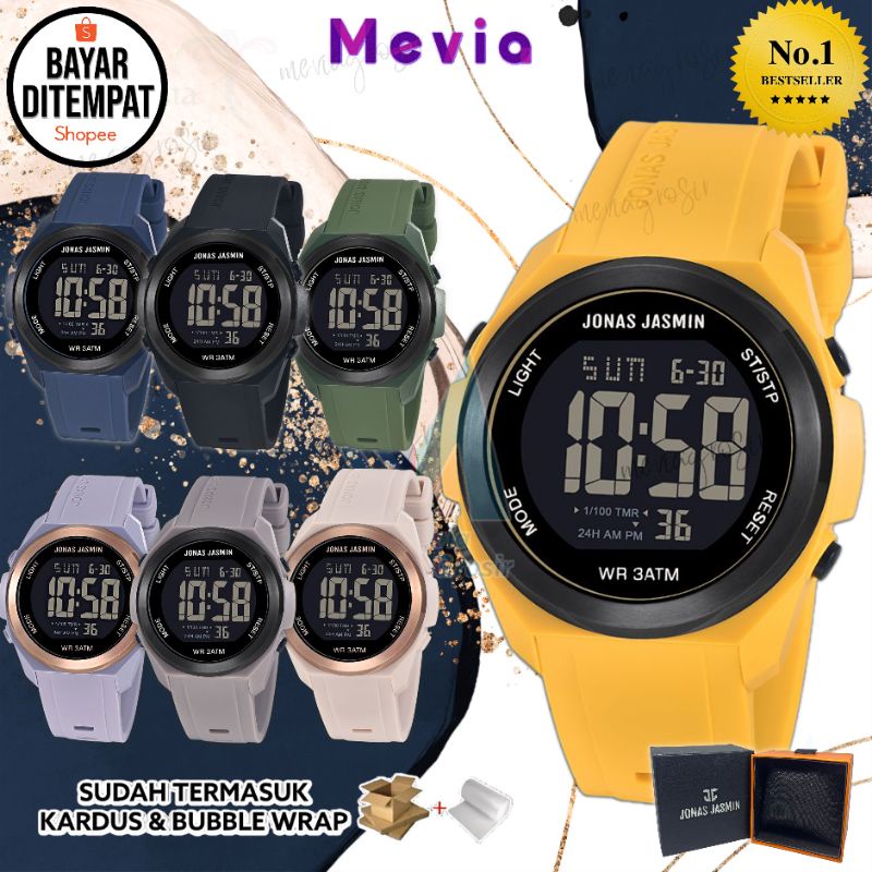 JAM TANGAN DIGITAL JONAS JASMIN ORIGINAL UNISEX J4953HM PRIA & WANITA TAHAN AIR 3ATM WARNA STRAP RUB