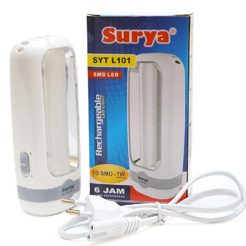 Surya Lampu Emergency SYT L101 Light LED 10 SMD + Senter Super LED 1W Rechargeable Tahan 6 Jam