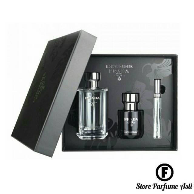 Parfum Original Prada L'Homme Prada Parfum Pria Edt 100ml [Gifset]