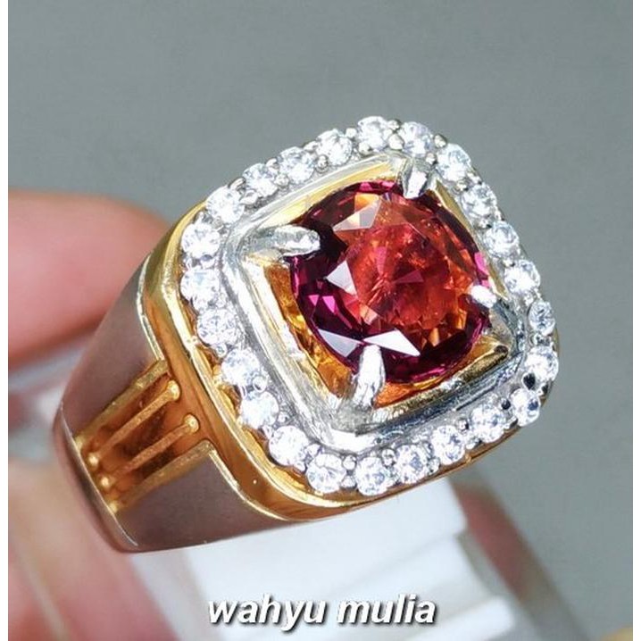 Unik Cincin Batu Permata Natural Red Garnet Srilangka Asli Kode 1374 acce Murah