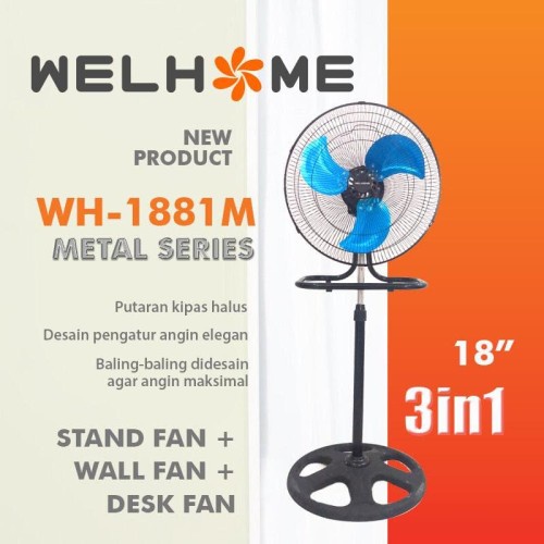 terbaru kipas angin 3in1 Welhome WH 1881M 3 fungsi mantap