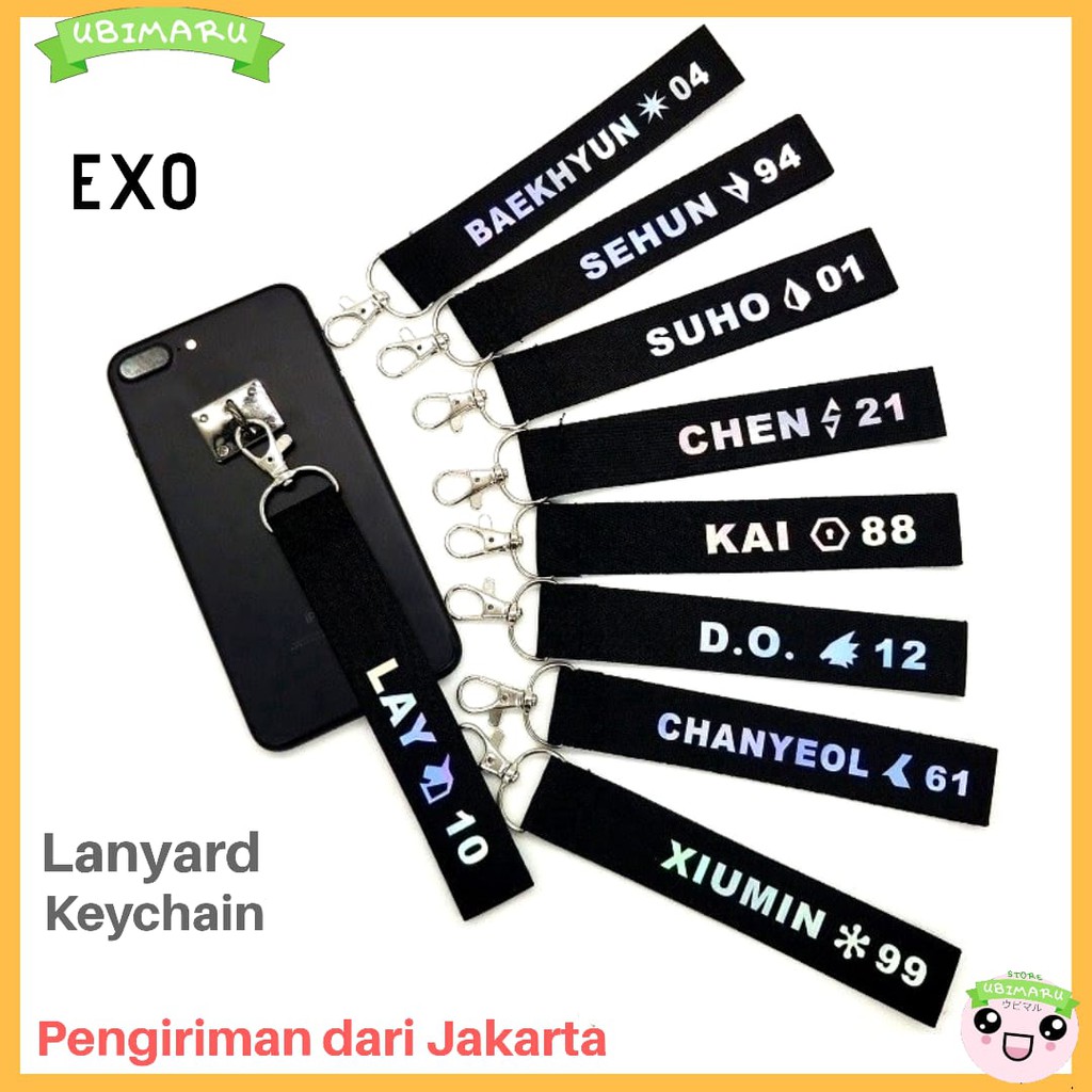[UBIMARU] KPOP EXO Laser Lanyard Keychain CHANYEOL SEHUN BAEKHYUN KAI