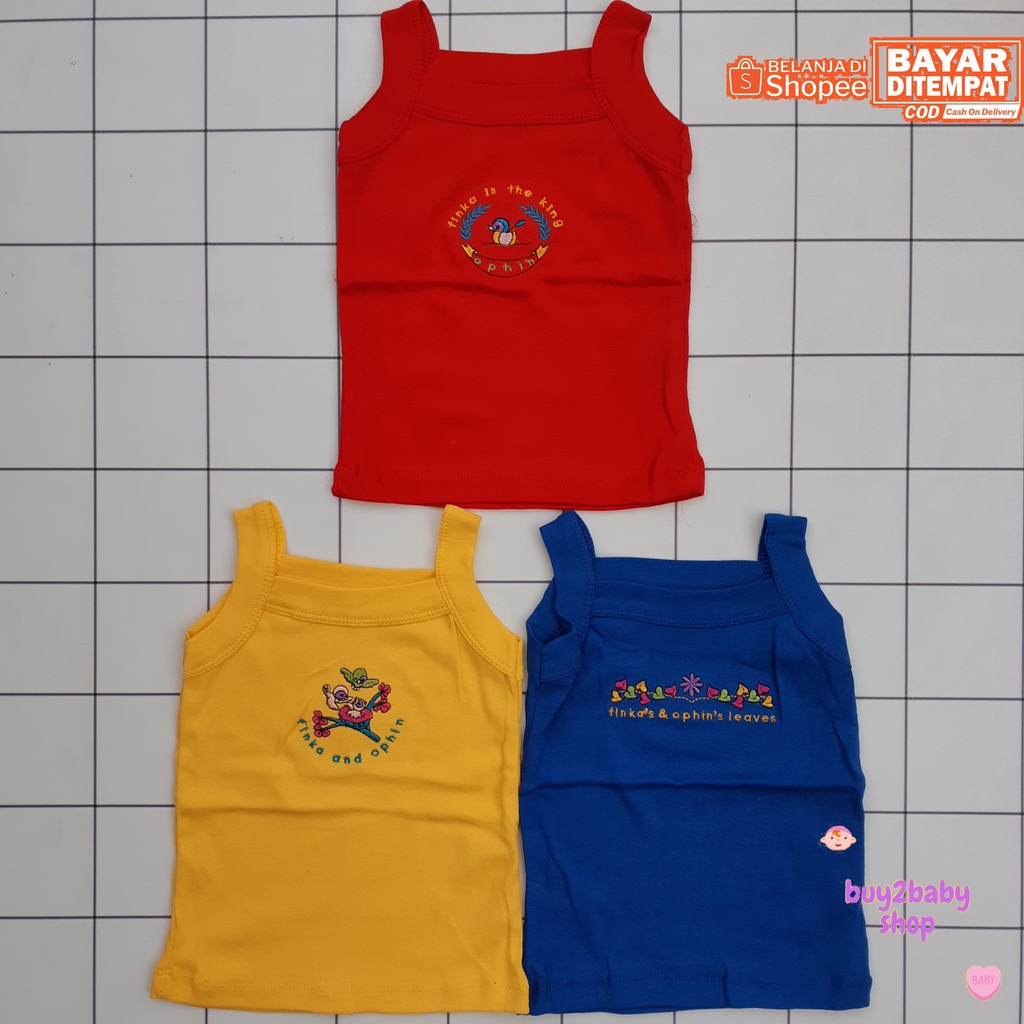 Kaos singlet bayi cewek model tangtop 2 motif warna 0-3 Bulan 3 PCS