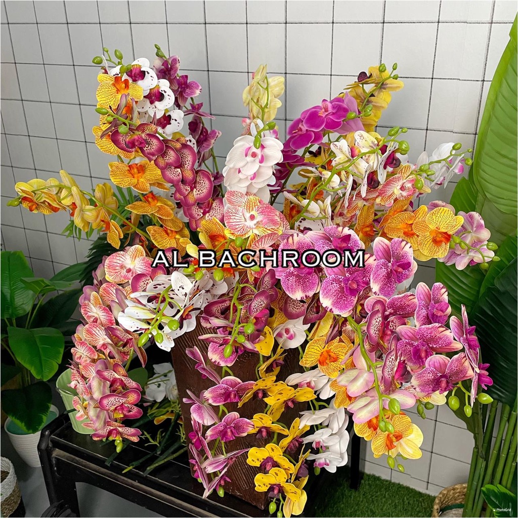 B8087 BUNGA ANGGREK LATEX K11 TINGGI 80CM BUNGA PLASTIK DEKORASI RUMAH WEDDING ARTIFICIAL FLOWERS