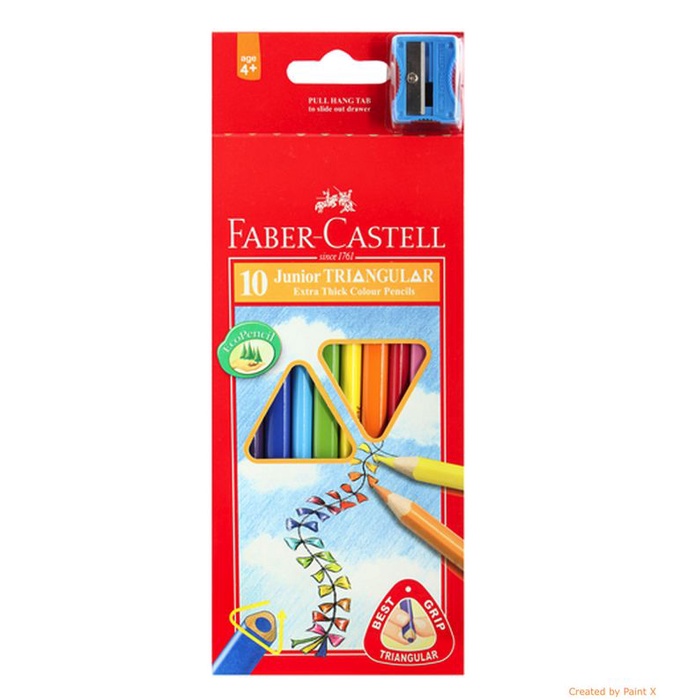 

WARNAPENSIL- ATK0228FC 10 WARNA JUNIOR TRIANGULAR PENSIL COLOR 116538-10 FABER TK -PENSIL WARNA