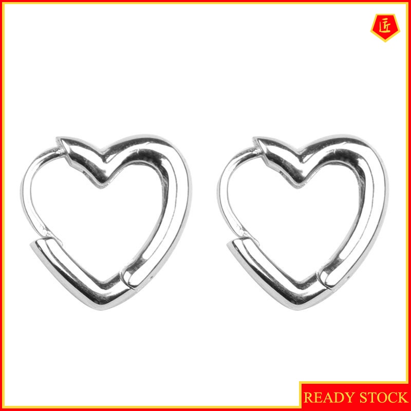 [Ready Stock]S925 Silver Heart-Shaped Small Ear Studs Trendy