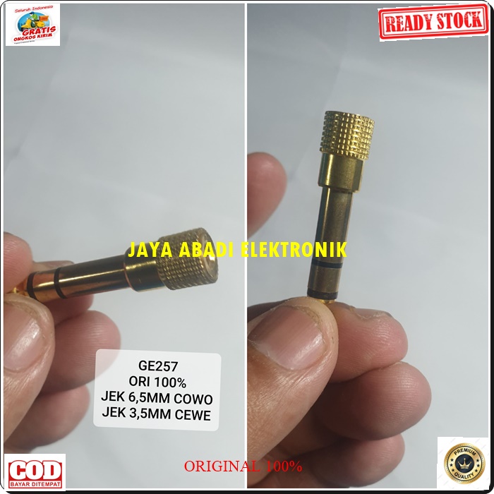 G257 ORIGINAL JACK 3.5 MM ADAPTER JEK 3,5 KONEKTOR SAMBUNGAN SPLITER AUDIO SPLITTER SOUND SUARA CONVERTER KONEKTOR MULTI UNIVERSAL MALE EXTENSION PENYAMBUNG HEADSET HEADPHONE FEMALE AUX DVD MALE AMPLI STEREO HEADSET HF BESI METAL KUNING GOLD G257  ORIGINA