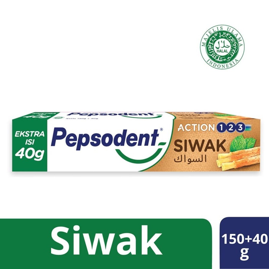Pepsodent Pasta Gigi Action 123 Nature Essentials Siwak Halal 190gr