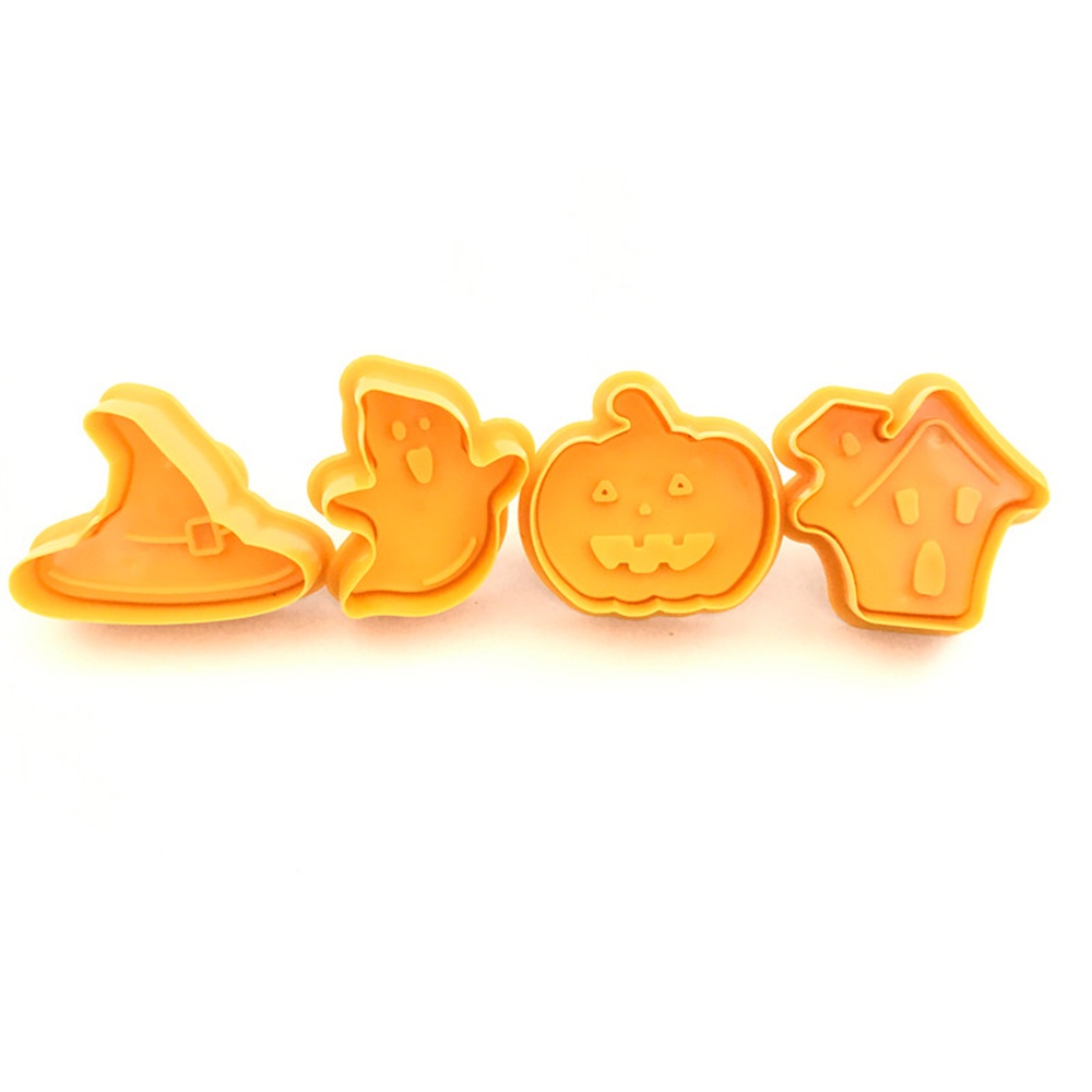 New 4pcs Cookie Stamp Biscuit Mold 3D Cookie Plunger Cutter DIY Baking Mould Halloween Cookie Cutters OW