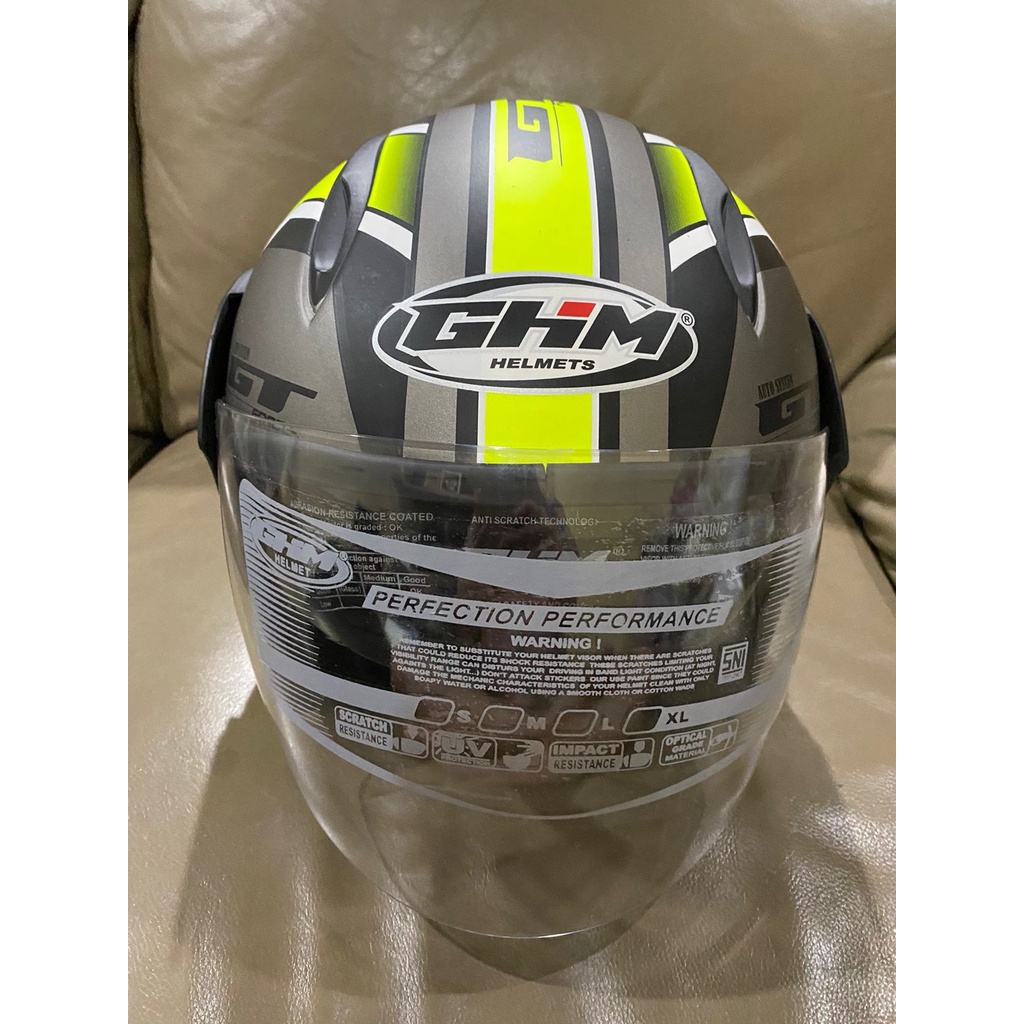 Helm Dewasa Double Visor SNI Murah GHM Revo Kuning Motif Terlaris