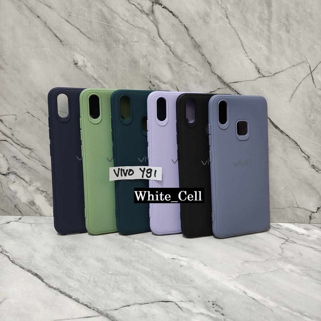 Vivo Y91 Y93 Y95 Soft Case Candy Warna Warni Macaron Protector 3D Camera Logo Silicon White_Cell