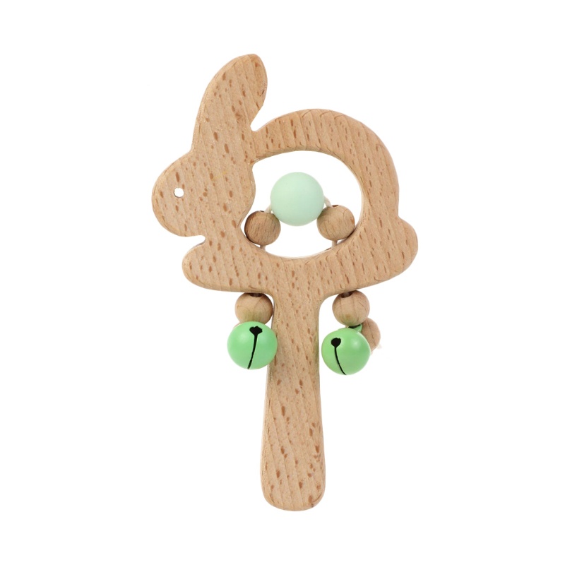 Mary Mainan Edukasi Teether Rattle Bentuk Kelinci Bahan Kayu Untuk Bayi