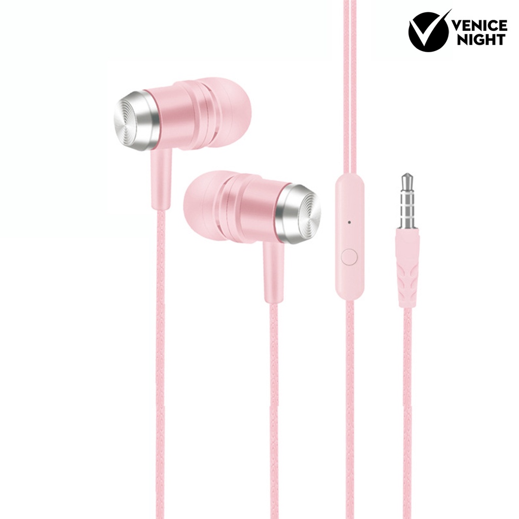 (VNEP) (Berkabel) Headset Earphone Earbuds Musik Heavy Bass Surround Stereo Noise Reduction Warna Macaroon Kabel 3.5mm