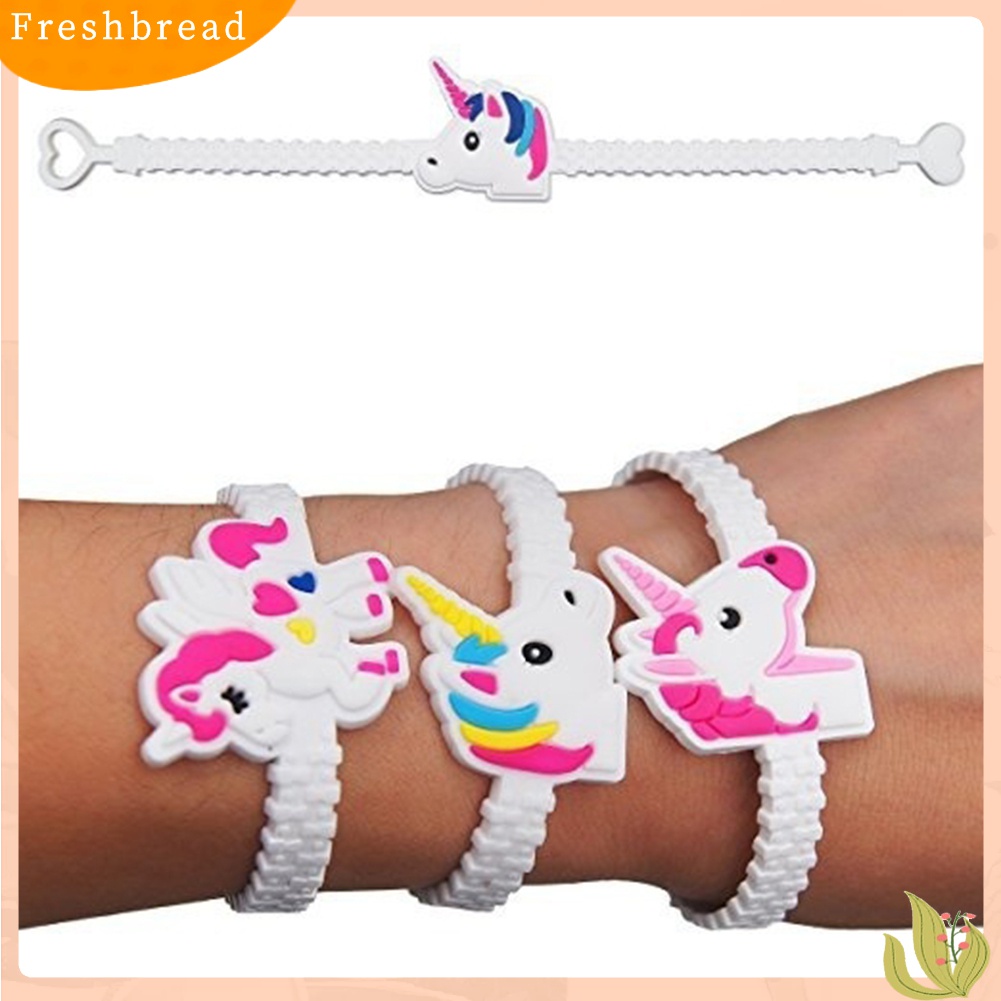 [TERLARIS]5Pcs Cartoon Unicorn PVC Bracelets Kids Gifts Cute Adjustable Wristbands