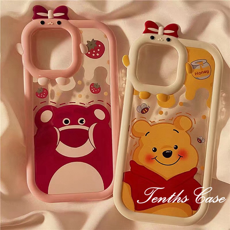 Oppo A78 A17 A17k A57 A77s A76 A96 A16 A16s A15 A15s A74 A54 A95 A94 A92 A52 A72 A5s A12 A3s A12e A53 A5 A9 2020 Reno 7Z6Z 5Z 6 5Strawberry Bear Casing Pelindung Lembut