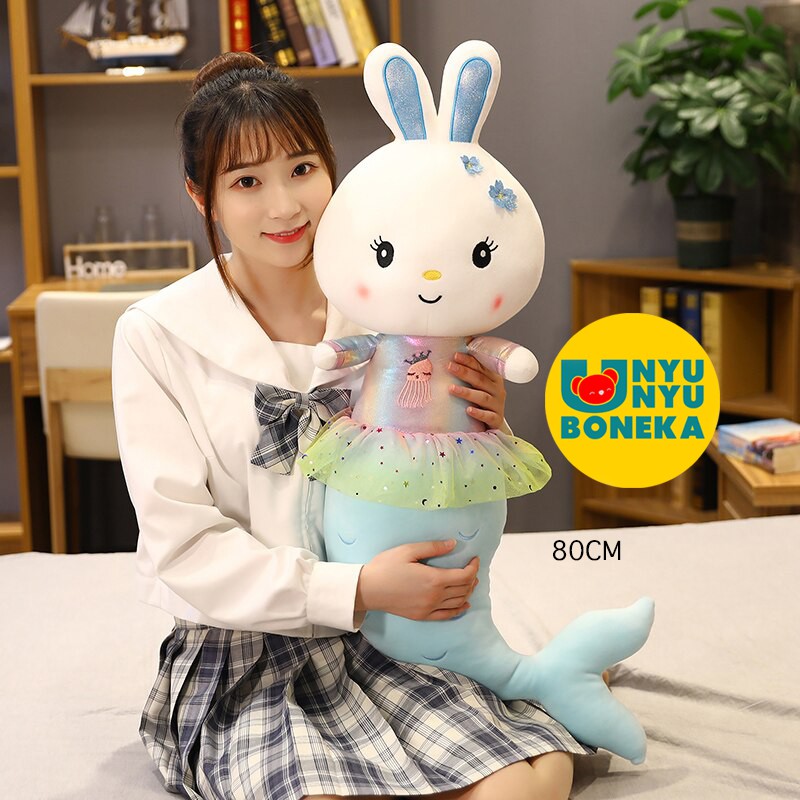 boneka Kelinci mermaid Big Besar 80cm rabbit kawai ikan mermaid ultah anak girl pretty girl elsa bts