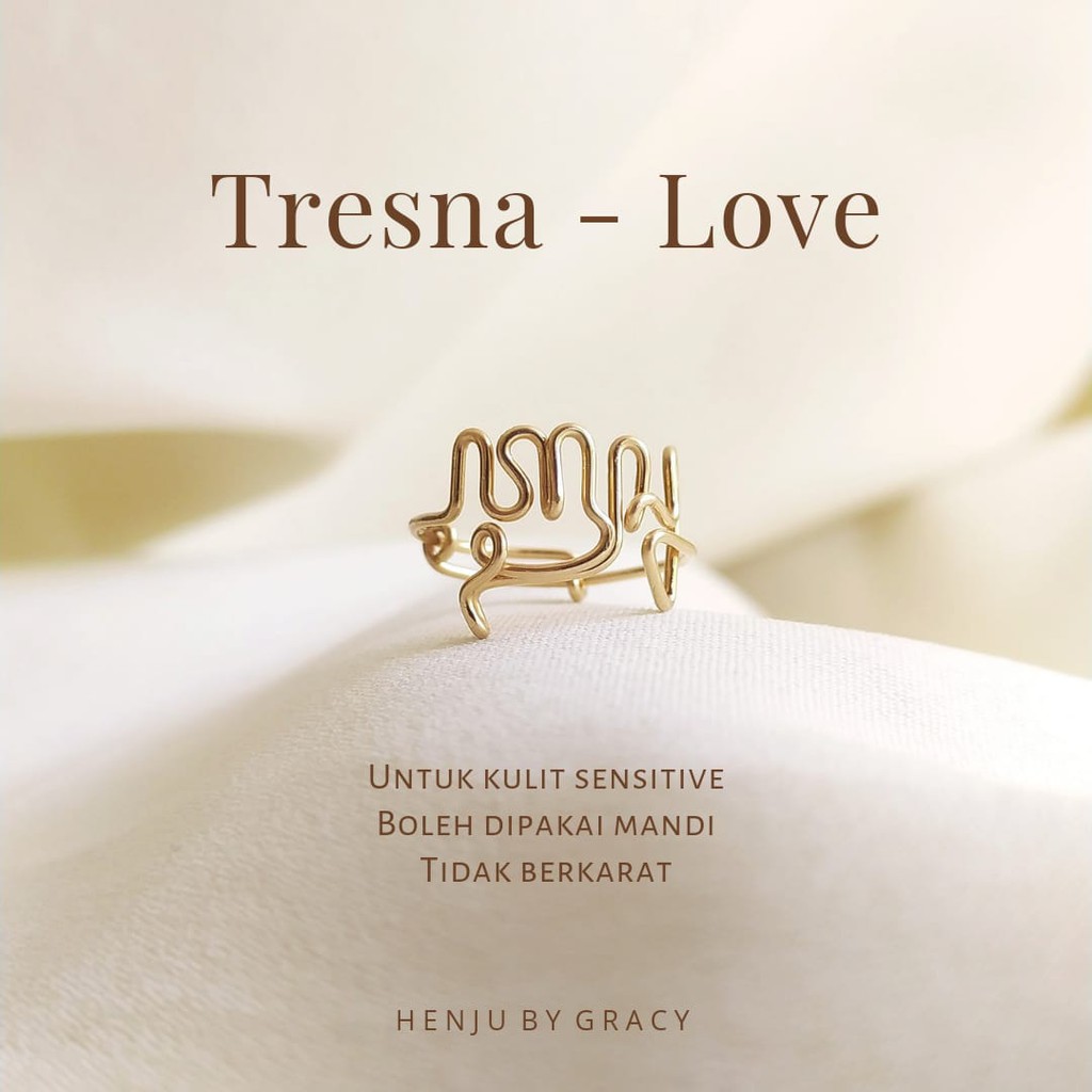 HENJU BY GRACY | Aksara Jawa Ring | Cincin Aksara Jawa Tresna | 14k Gold Filled | 925 Sterling Silve