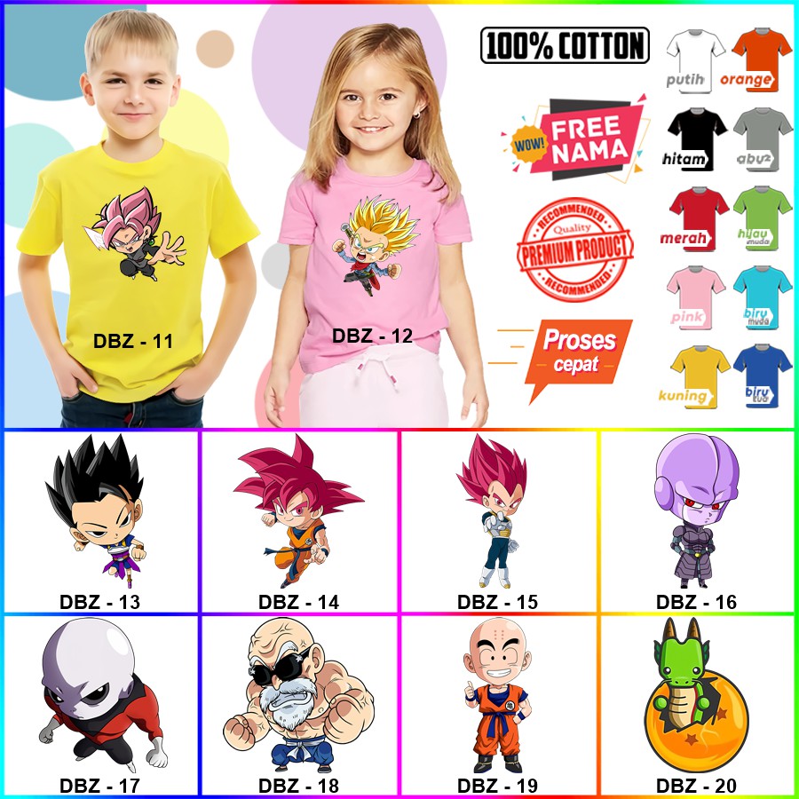 Baju Kaos ANAK DAN DEWASA DRAGON BALL COUPLE (FREE NAMA)