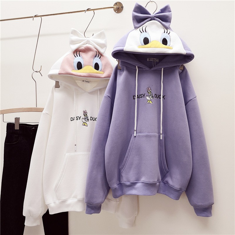 [littlecrab] Hoodie Oversize Korea Daisy Duck Bigsize Topi Pita Lucu Hoodie Unisex Korean Style