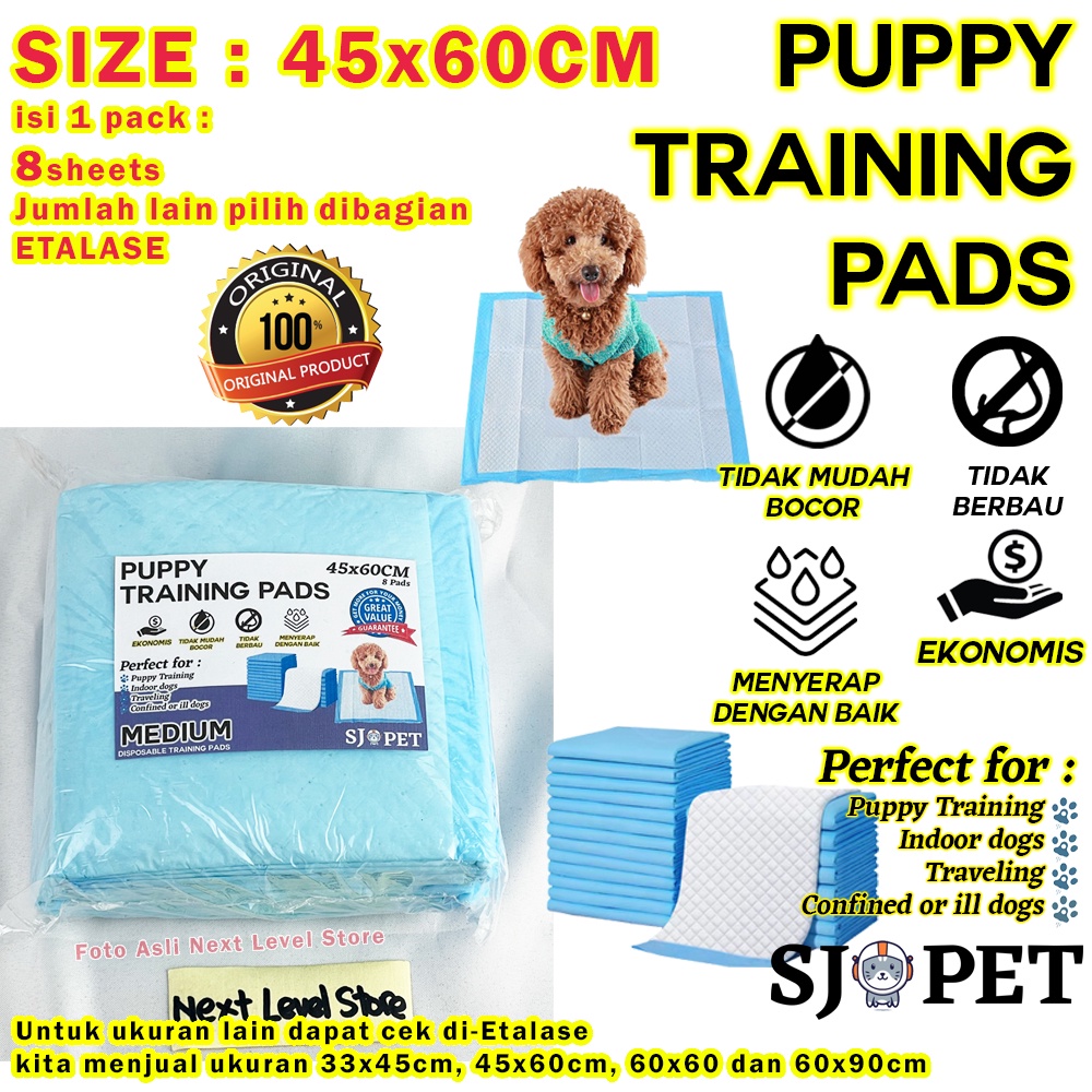 45x60cm - 8 Sheets - Pet Underpad Alas Tatakan Pipis Poop Anjing Kucing Hewan 45x60 8pcs