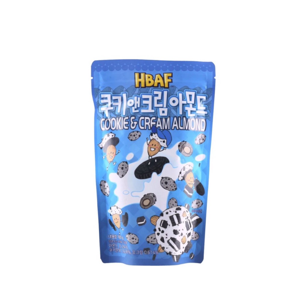 

HBAF Cookie & Cream Almond 190g - Almond Rasa Cookies Cream Made In Korea